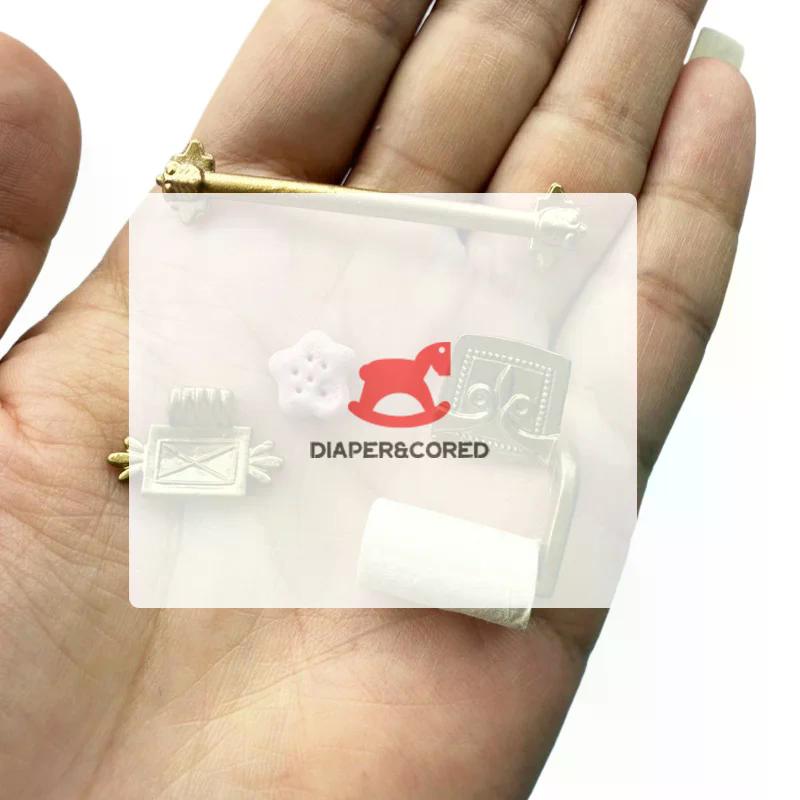 Decor Paper 1:12 Dollhouse Simulation Towel Rack Soap Rack Towel Rack Set Model Doll Home Miniature Bathroom Toys