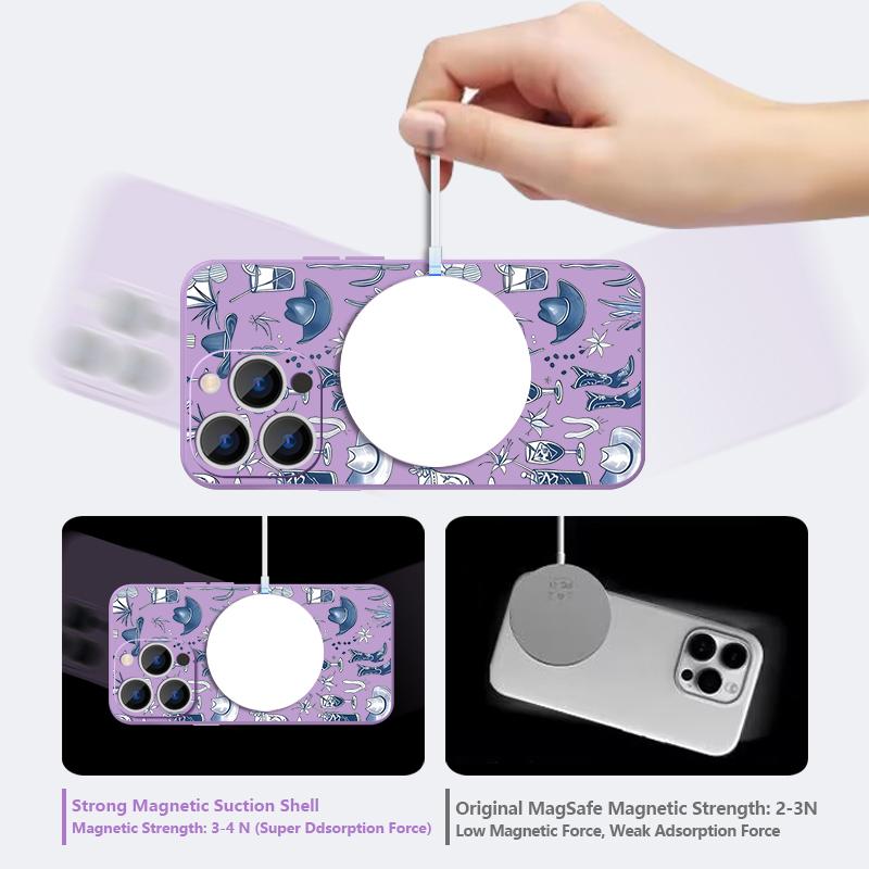 Magnetic For Magsafe Case For iPhone 17 Pro Max Blues Jellyfish Print Soft Silicone Phone Back Cover For iPhone 16 15 14 13 Pro Max 16e 17e