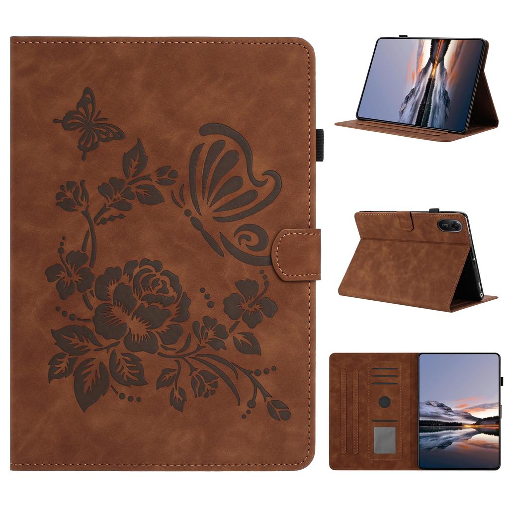 For Xiaomi Redmi Pad 2 Case Card Holder Stand Butterfly Floral Imprinted Leather Tablet Cover