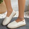 Women's Casual Canvas Slip-On Shoes Flat Espadrille Loafers Comfortable Round Toe Lightweight Walking Shoes for Large Sizes