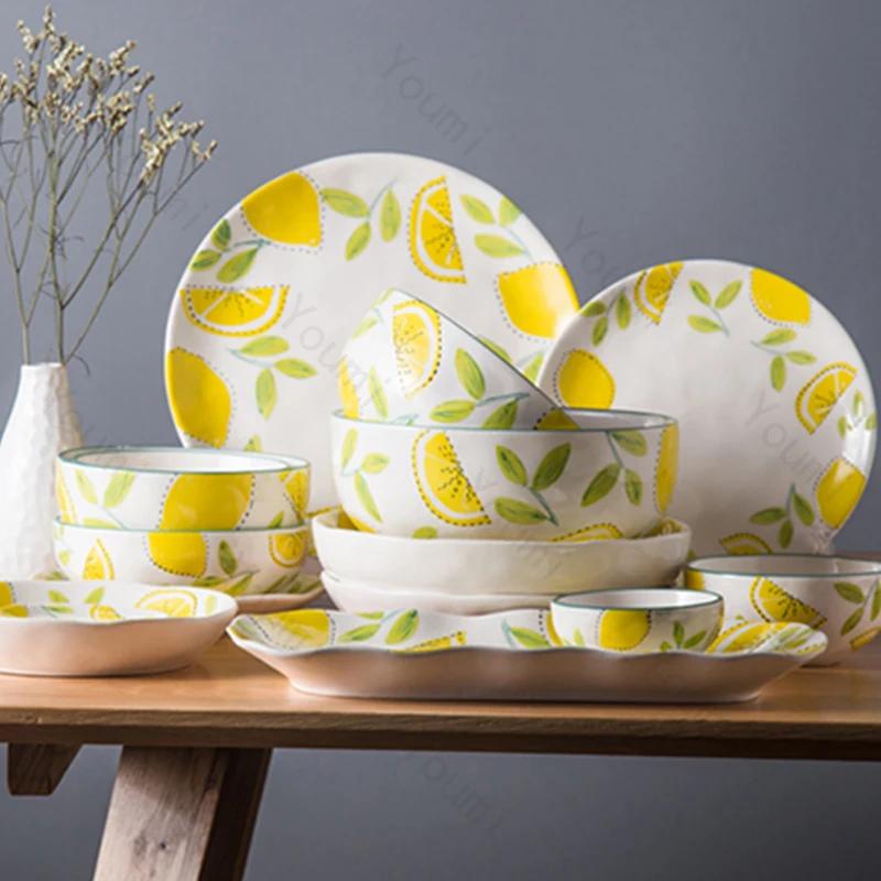 Creative Circular Ceramic Plates Restaurant Steak Plates Delicious Household Dishes Deep Soup Plate Exquisite Tableware