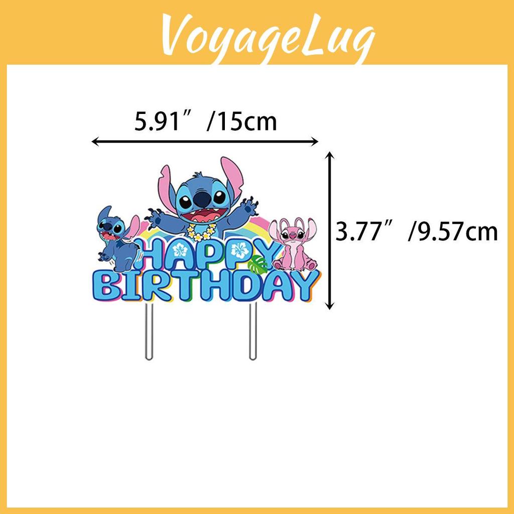 Stitch Theme Birthday Cake Inserts Set With Paper Decor For Celebration Events
