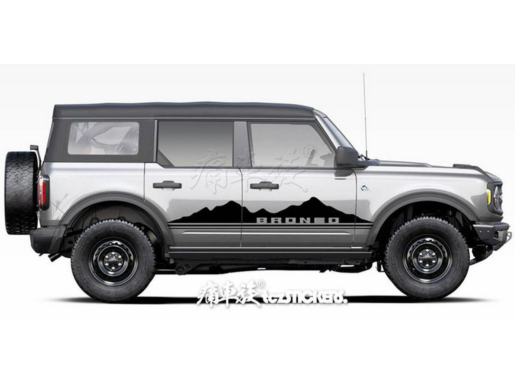 Bronco Mustang Car Stickers: Pinstripes, Waistline, and Side Skirt Decorations