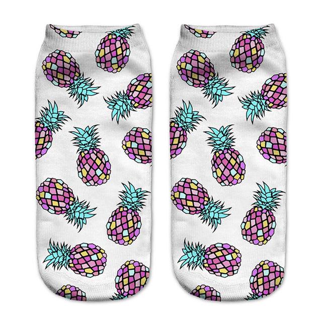 

Новые модные носки с 3D-печатью, тропические фрукты, рисунок, арбуз, ананас, банан, авокадо, кокос, клубника, соккен