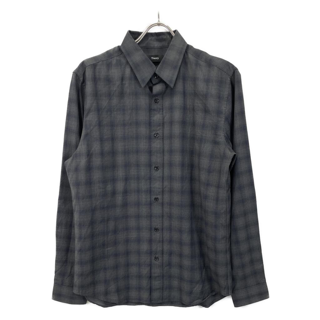 Theory 25Stainless Steel 02-5108001 Gray Wool Irving Check Shirt tops M Grey Black CheckUsed