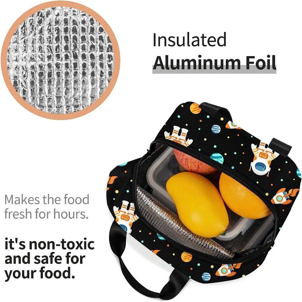 Kosmický astronaut taška na oběd pro děti chlapce dívky černá planety vesmír izolovaná chladicí krabička na oběd do školy práce piknik pláž