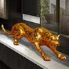 Modern Abstract Golden Leopard Sculpture, Leopard Print Resin Geometric Sculpture, Wildlife Decoration, Gifts, Decorative Crafts