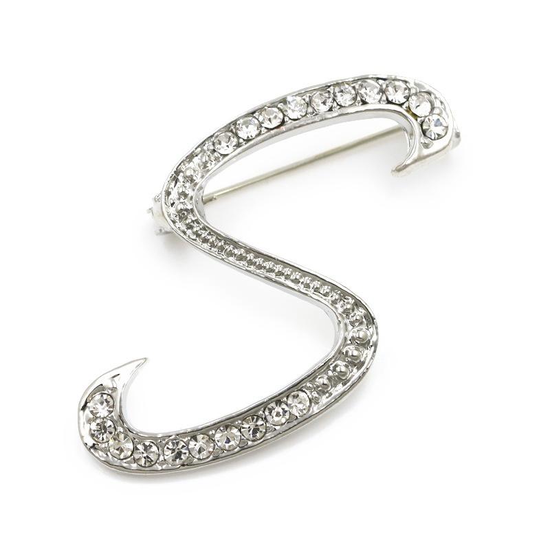 Dopis brož Příslušenství Pin Brož slitina Móda Angličtina živůtek Kostým Plný diamant vykládaný vodou