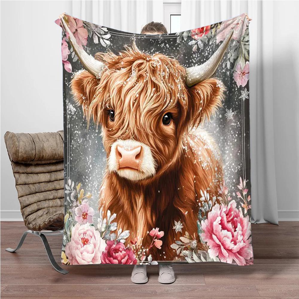 Coperta in Flanella Mucca delle Highlands Coperta Calda Morbida per Bambini per Divano Letto Coperta Adatta per Souvenir di Compleanno Regali da Campeggio