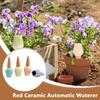 Terracotta Watering Spikes 4X Decorative Flower-Shaped Natural Plant Waterer Devices Auto-Water Irrigation System Automatic