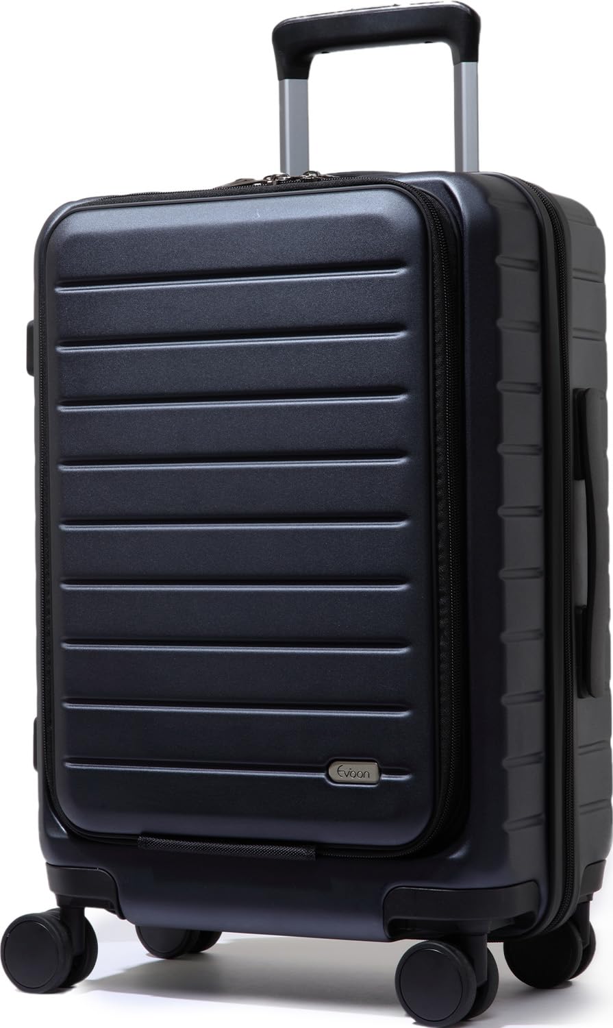 

Suitcase with Expandable Carry Carry Front Can Store Inch TSA S [Evoon] Function, Bag, Case, Carry-on, Opening, 15.6 PC, Lock, Size, 35~41L (Темний