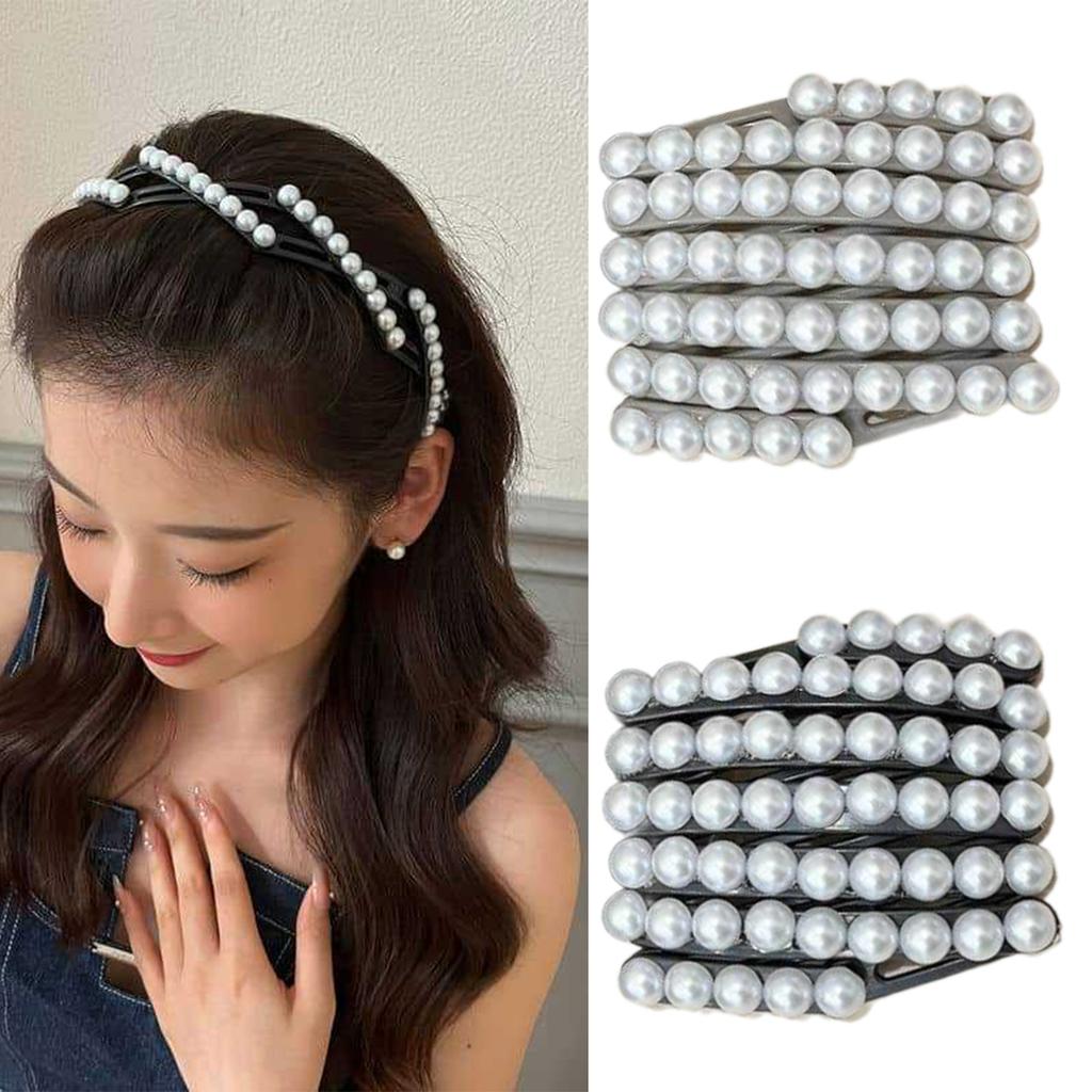 Korean Fashion Portable Hair Hoop For Women Foldable Headband With Anti Slip Designs And Faux Pearls Decoration