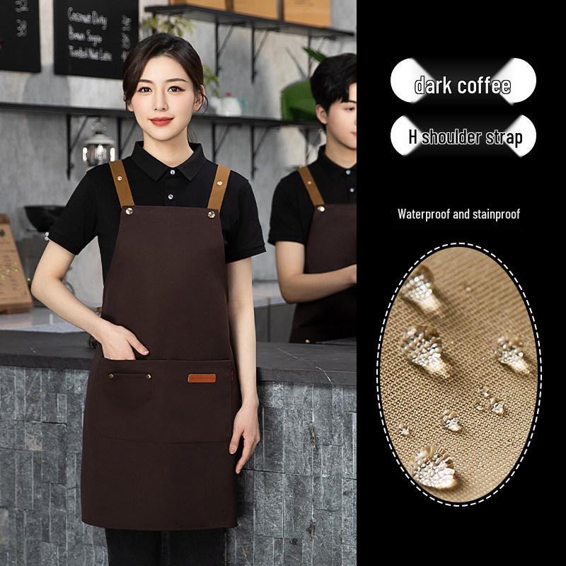 Waterproof Pure Cotton Kitchen Apron for Men & Women - Oil-Proof, Catering, Custom Logo