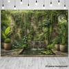 2D Lush Ivy Stone Wall Waterfall Backdrop Jungle Plant Photo Booth Banner