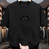 Koreanisches Niedliches Schwarzkatzen-Print-T-Shirt Minimalistisches Lässiges Oberteil für Damen Retro Street 202