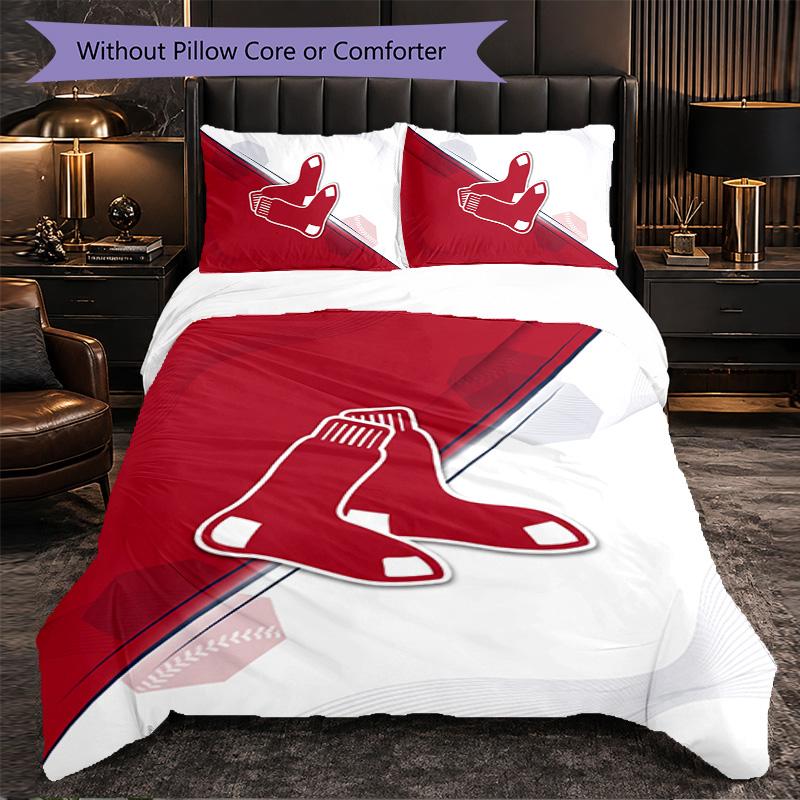 Boston Red Sox Pattern Microfibra Set Biancheria da Letto 3 Pezzi Decorazione Copripiumino Set Per Camera da Letto Uso Domestico