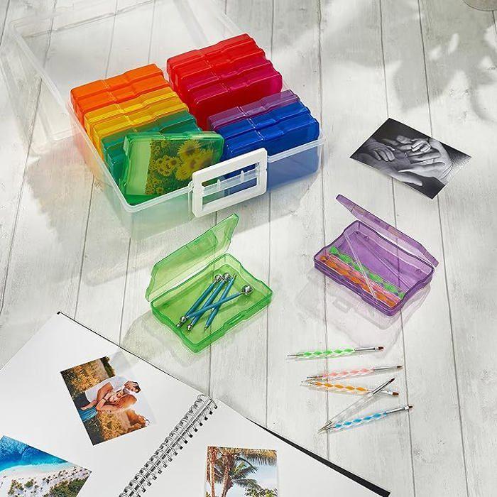 Boîte de rangement de photos - matana - 1600 photos 4r - 16 compartiments - étiquettes incluses - solide