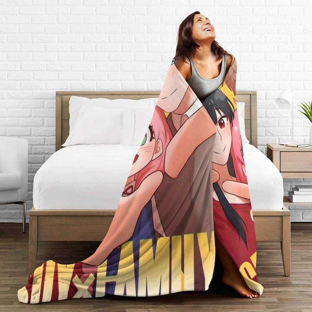 S-Spy X Family  Anya Forger  Flannel Blanket Throw Blanket for Living Room Travel Office Street Trend Bedspread Sofa Bed Cover