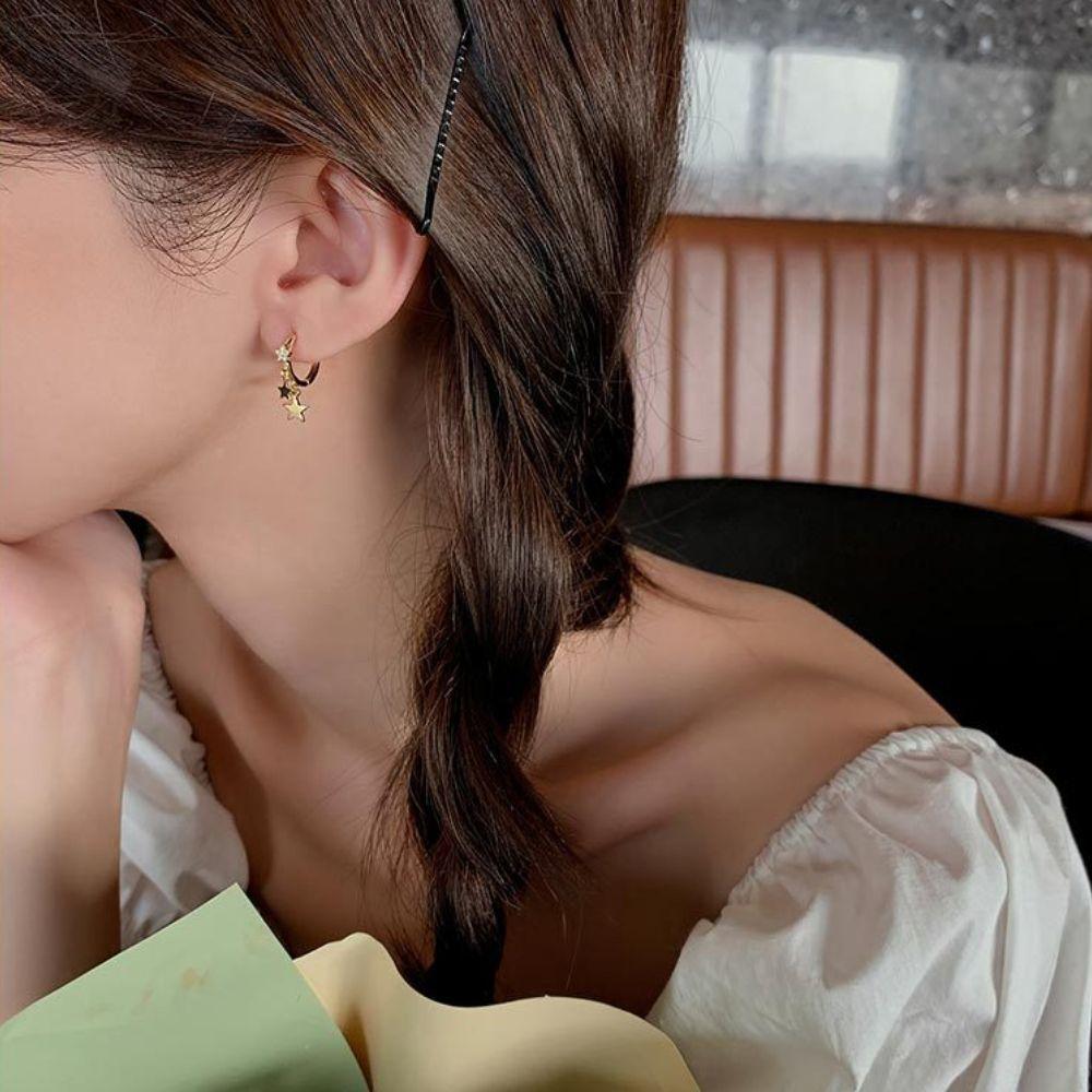 Hoop Earrings Ear Buckle Pendant Earring Women Earring Korean Style Earring Star Drop Earrings