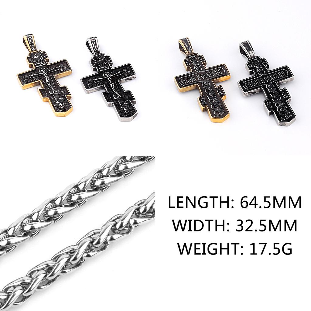 YQ 316L Stainless Steel Orthodox Cross Jesus Pendant Necklace For Men Jewelry Religious Vintage Accessories