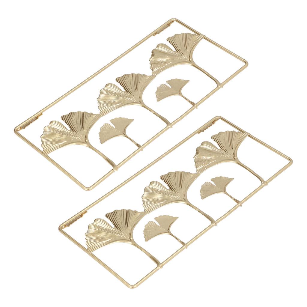2Pcs Gold Metal Leaf Wall Decor 3D Modern Simple Clear Texture Metal Leaf Hanging Decoration with