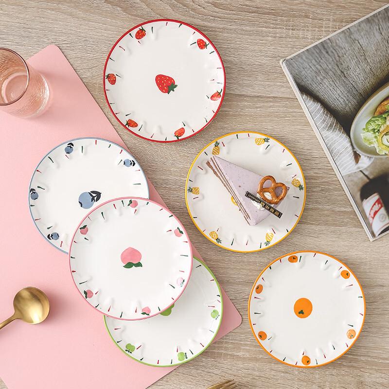 Zhishi European Cartoon Bone China Dessert & Snack Plates - 6 Piece Set, 6 Inch