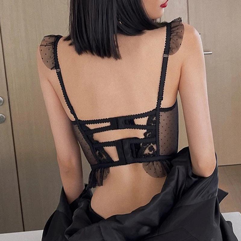 French Embroidery Lace Women's Bra Top Sweet Female Wedding White Bralette Vest Sexy Corset Bras Comfortable Intimates