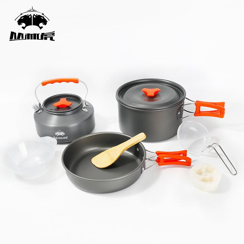 2-3 People Camping Cookware Set Lightweight Portable Outdoor Cooking Kit for Camping Hiking Picnic BBQ