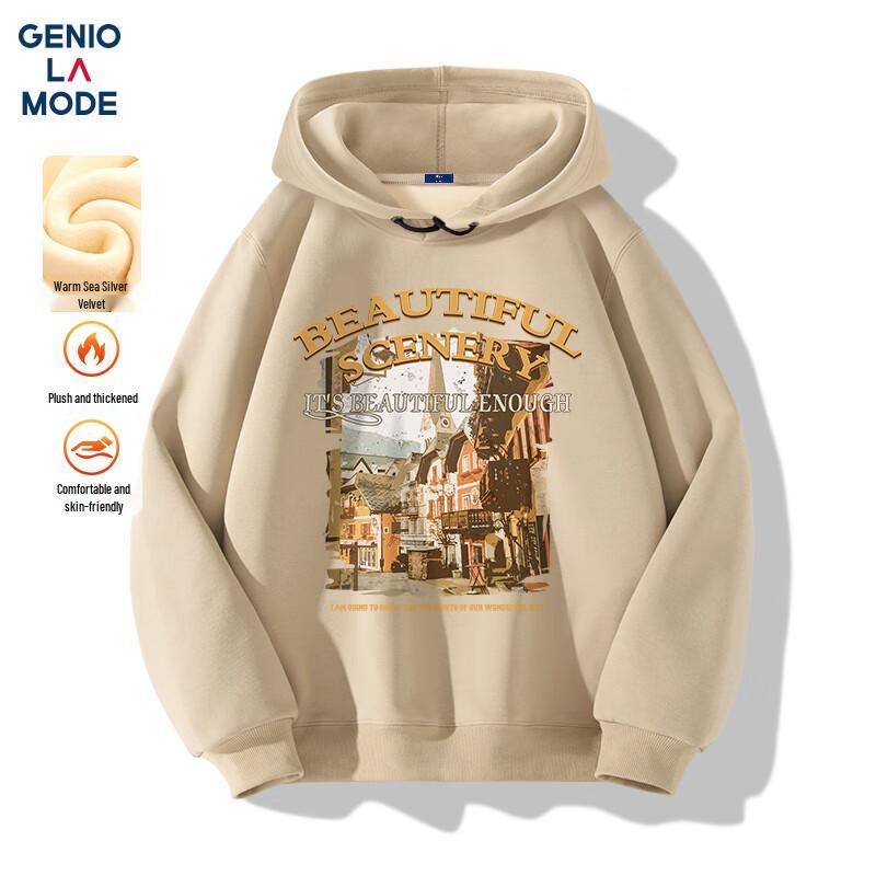 

GENIOLAMODE Men s Winter Fleece-lined Hooded Sweatshirt 2XL