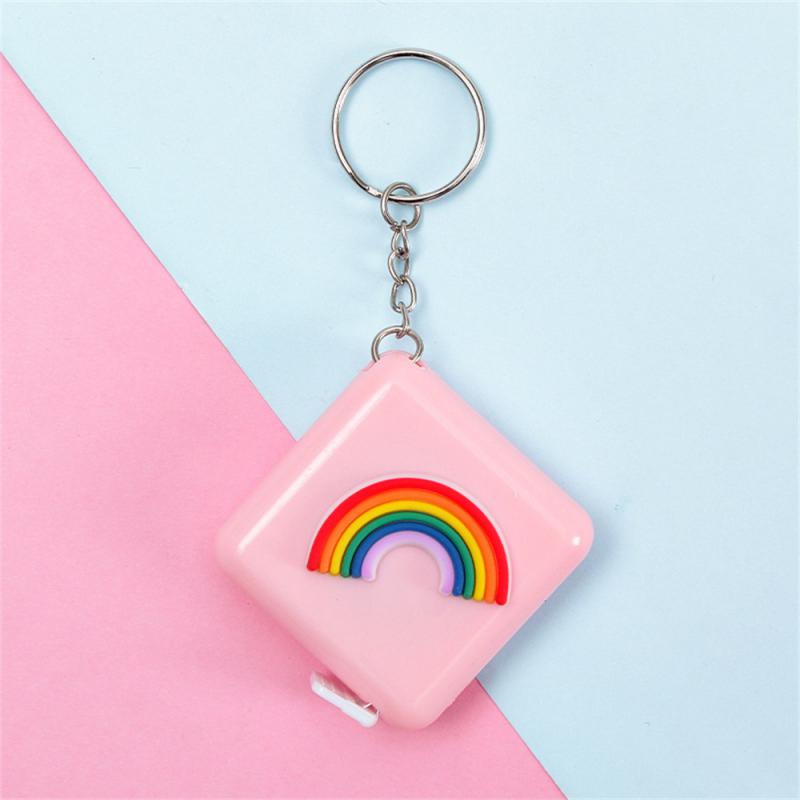 Cartoon Tape Measure 0-150cm 0-60 Inch Mini Portable Cute Animal Shape Key Ring Automatic Tape Measure Panda Frog Piggy Tiger