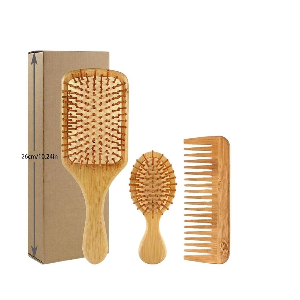 Hair Brushes And Comb Set, For Women And Detangling, Great On All, Handmade For Men(3Pcs Set C with Box)