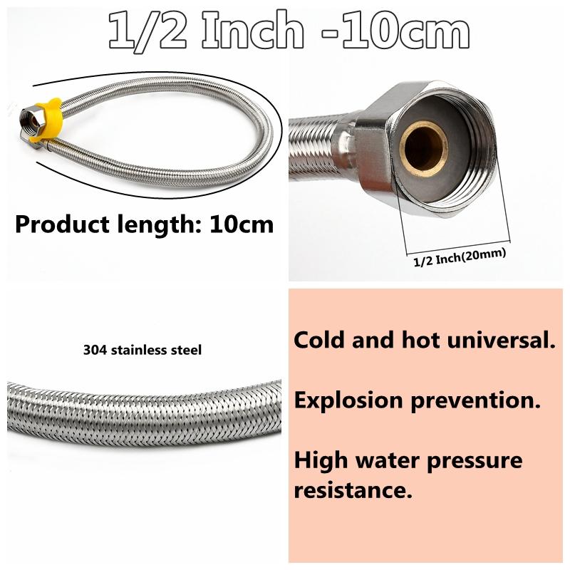 

1/2, 3/4 Inch 304 Stainless Steel Braided Hose Cold Hot Water Pipe Toilet Faucet Connection Pipe Garden Water Connection 1 PC