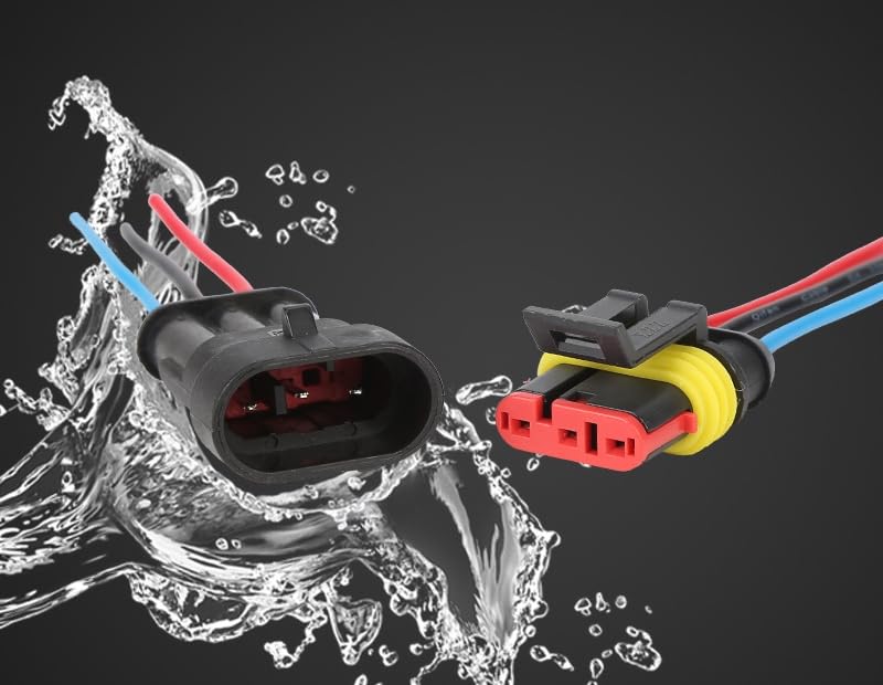 [Set of 4] 3 Pole Waterproof Coupler, 3 Pin Wiring Connector, For Cars, Motorcycles,
