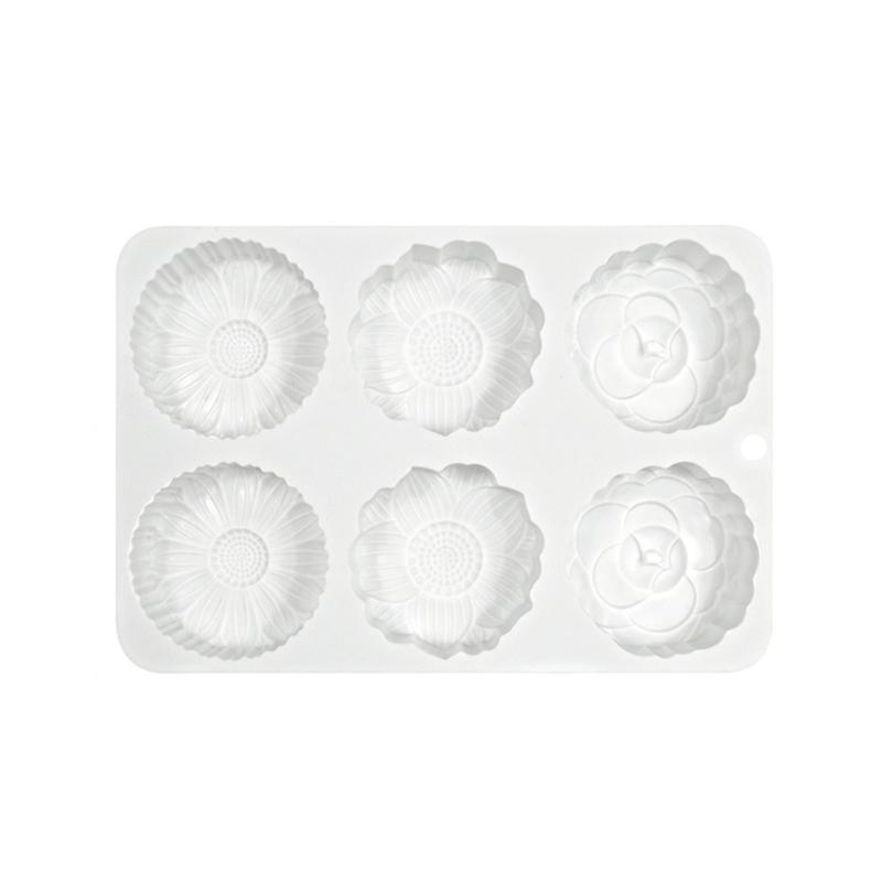 6 Holes DIY Fondant Mould Dessert Moulds Candy Moulds Flower Shape Silicone Material for Kitchen Cake Fondant Chocolate 1