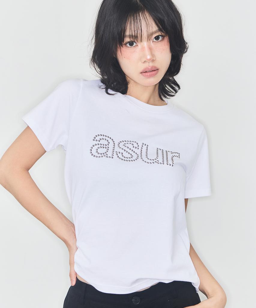 Aejeuyua Au Hotfix Loose Crop T-Shirt White