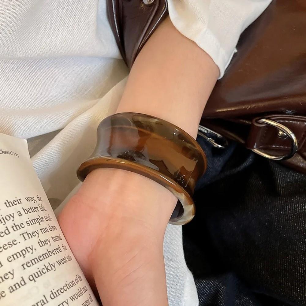 Chunky Design Geometric Bracelets Gradient Color Opening Bangles  Fashion Accessories