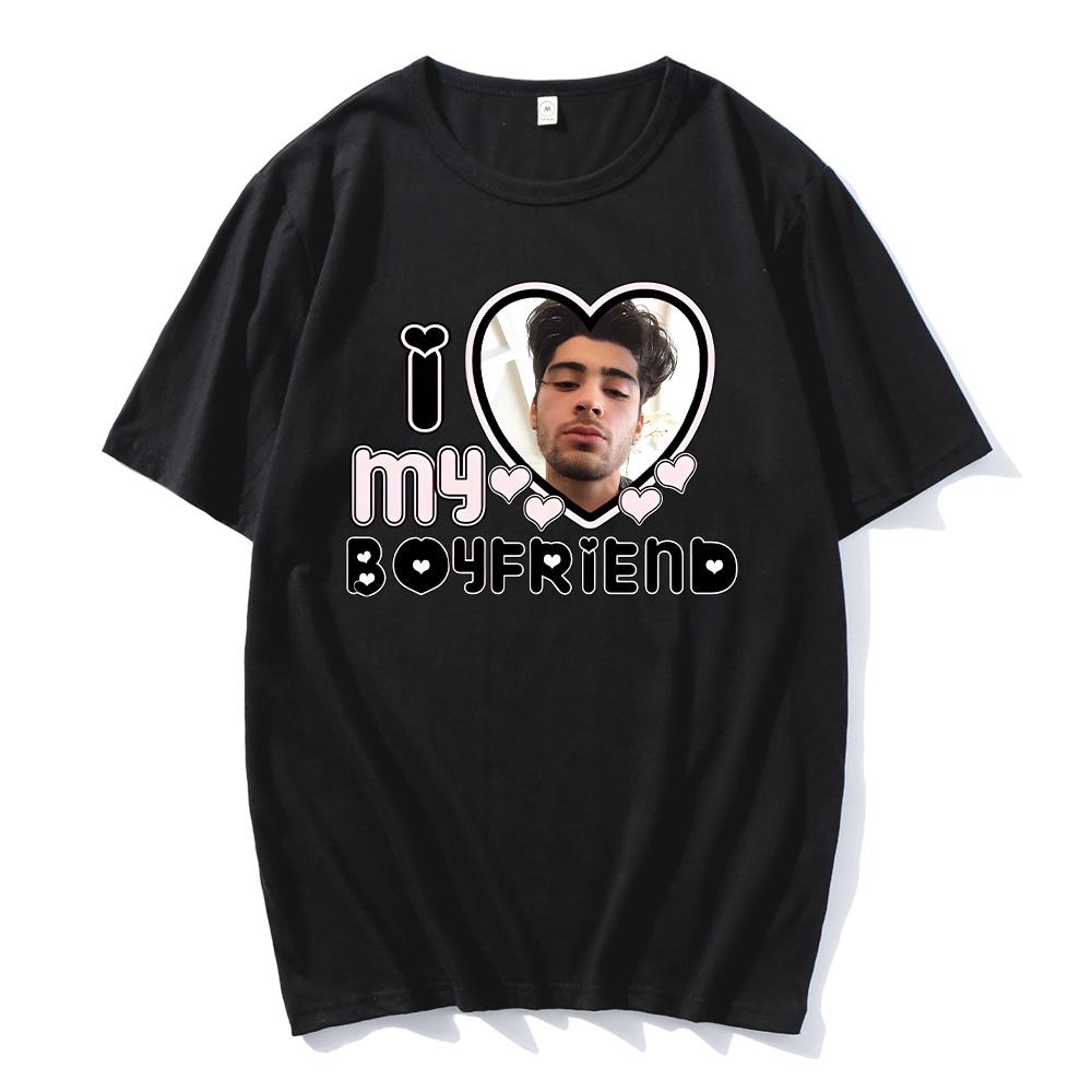 

Футболка Zayn Malik I Love My Boyfriend с рисунком для пар, хлопковая повседневная футболка, женские футболки, креативная футболка в подарок фанатам Zayn XS
