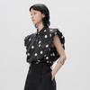 Camisa Sem Mangas Feminina Outono/Inverno com Bolinhas e Ombro Bufante