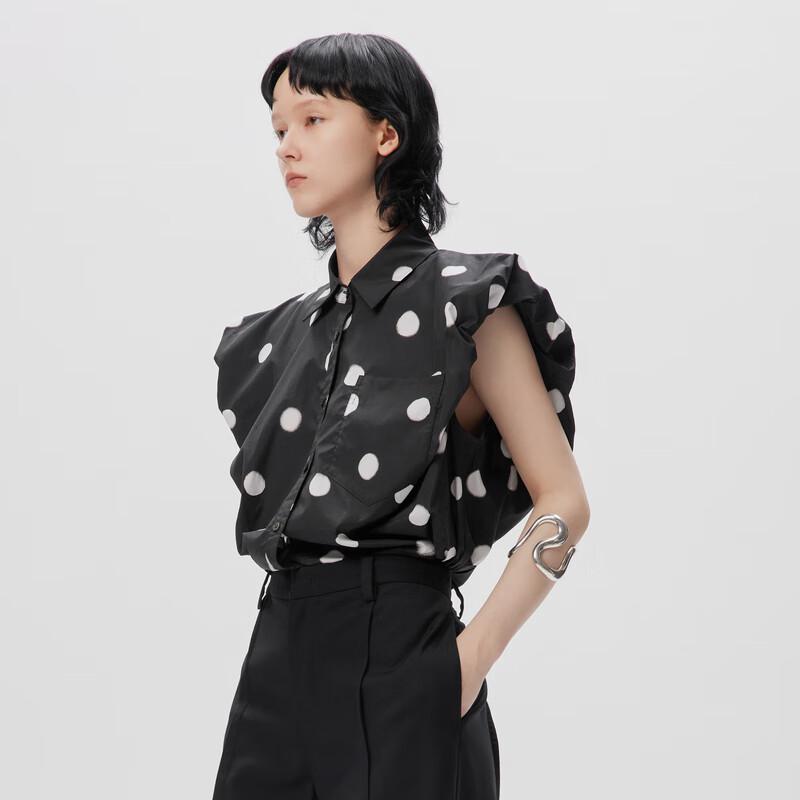 JNBY Autumn/Winter Women s Polka Dot Puff Shoulder Sleeveless Shirt S