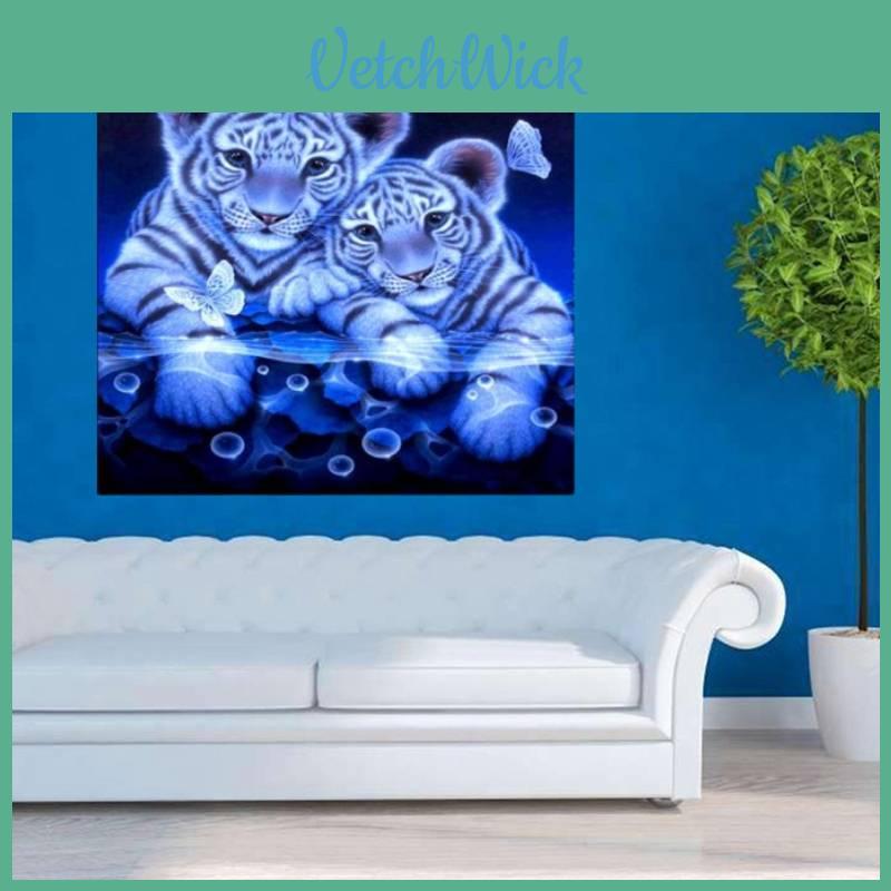 Vibrant 30x30cm Painting Of Two Tigers Perfect For Stylish Home Interiors
