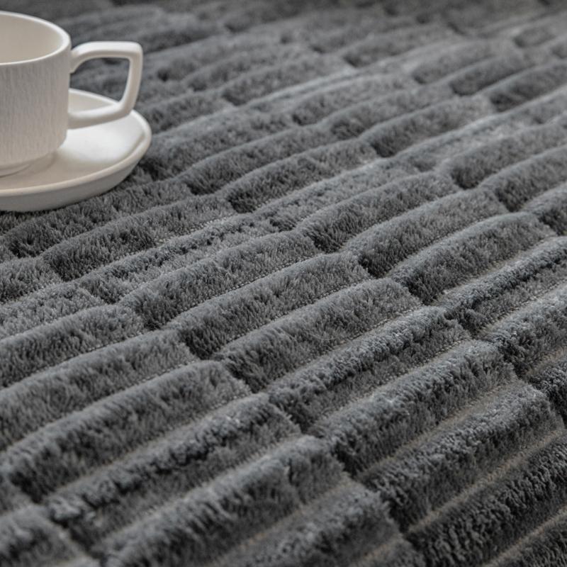 Thicken Stripe Flannel Quilting Anti-Slop Sofa Cover, Simplized Design Sofa Seat Pad Multiuse Washable Sofa Towel