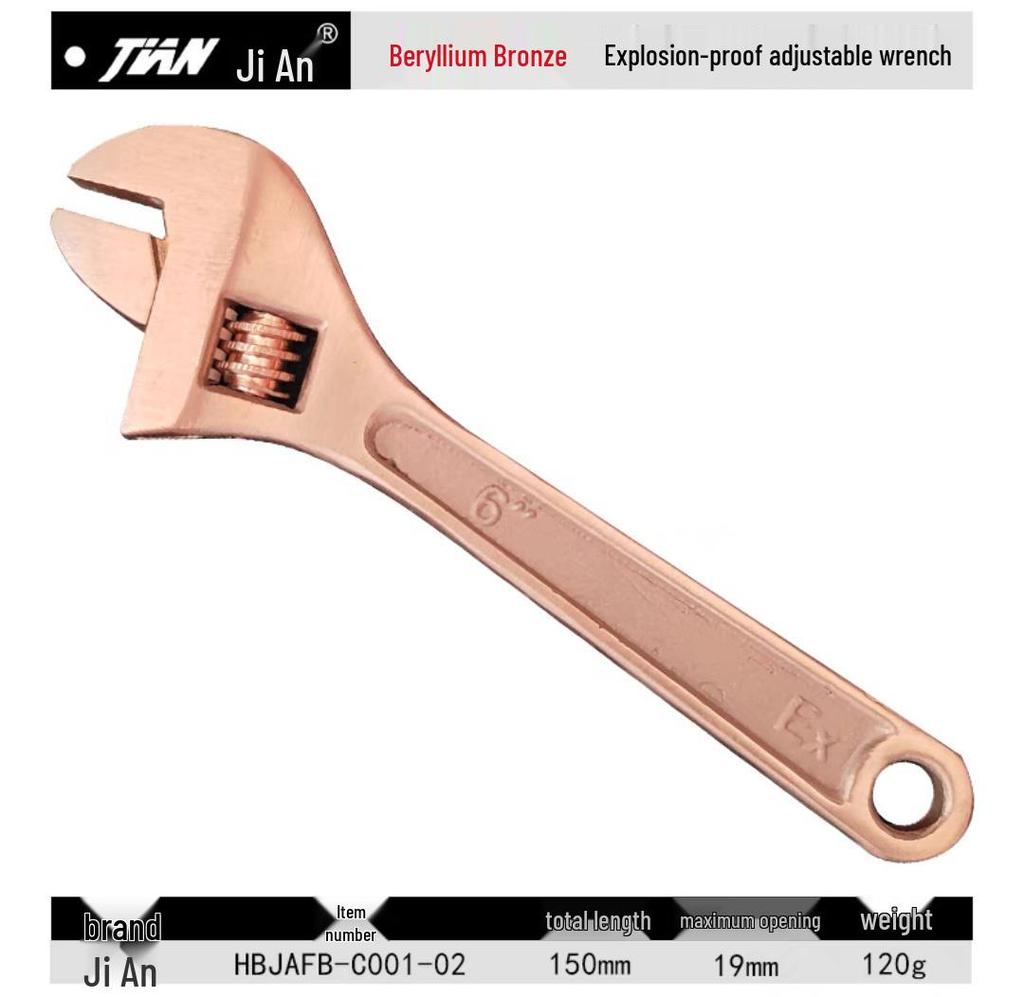 Explosion-Proof Beryllium Copper Adjustable Wrench - Sizes: 6", 8", 10", 12", 15", 18", 24"