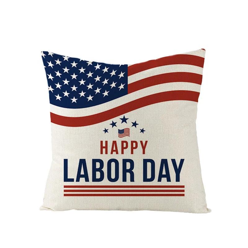 

4th of July Independence Day Decorations Cushion Cover American Flag Throw Pillow Cover Home Decorative Linen Pillow Case 45*45 40x40cm16x16Inch