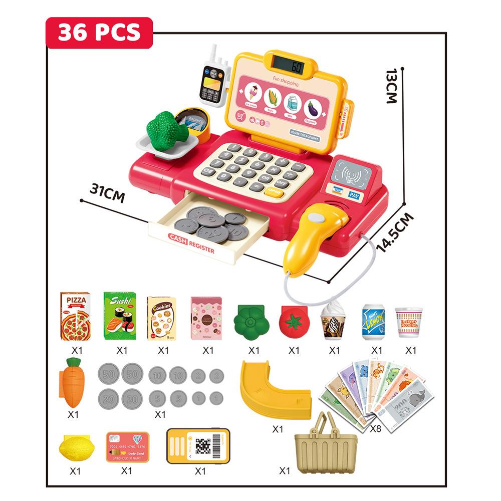 Playing House Smart Checkout Page Simulation Supermarket Dining Table Fruit Cash Register Children'S Combination Toy Set