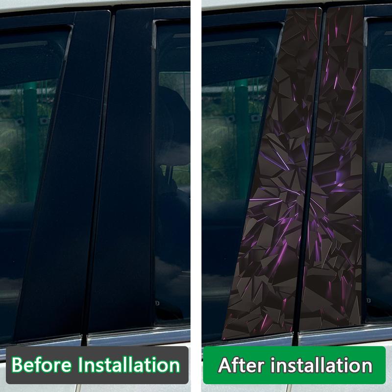 2Pcs Universal Car B Pillar Sticker Purple Pink Neon Geometric Vinyl Decal Waterproof Anti-Scratch Door Column Protector