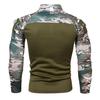 Men Fall Sweatshirt Patchwork Long Sleeves Camouflage Print Hip Hop Zipper Stand Collar Slim Fit Warm Wear-resistant Men Autumn Tops for Sports
