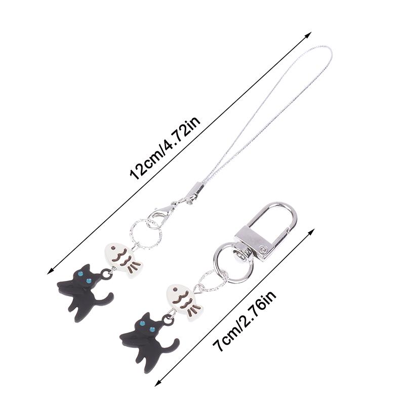 Gatto Nero Kawaii Y2K Ciondoli per Telefono Portachiavi Accessori Per Fotocamera Ccd Auricolari Zaino Da Appendere