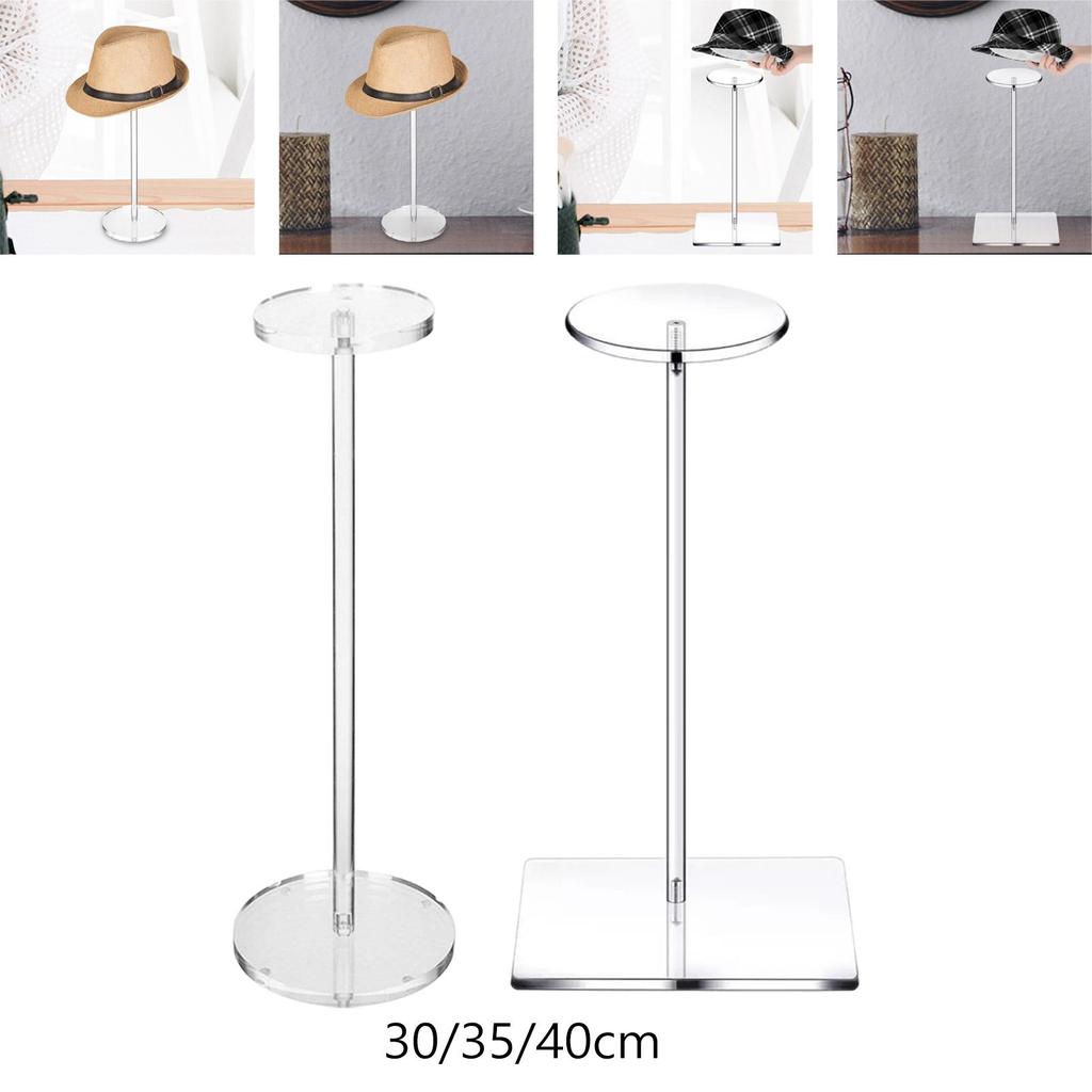 Acrylic Hat Stand Hat Display Rack Storage Hat Holder Wig Stand Transparent Pedestal Stand for Cowboy Hat Wig Toupee Hat Retail