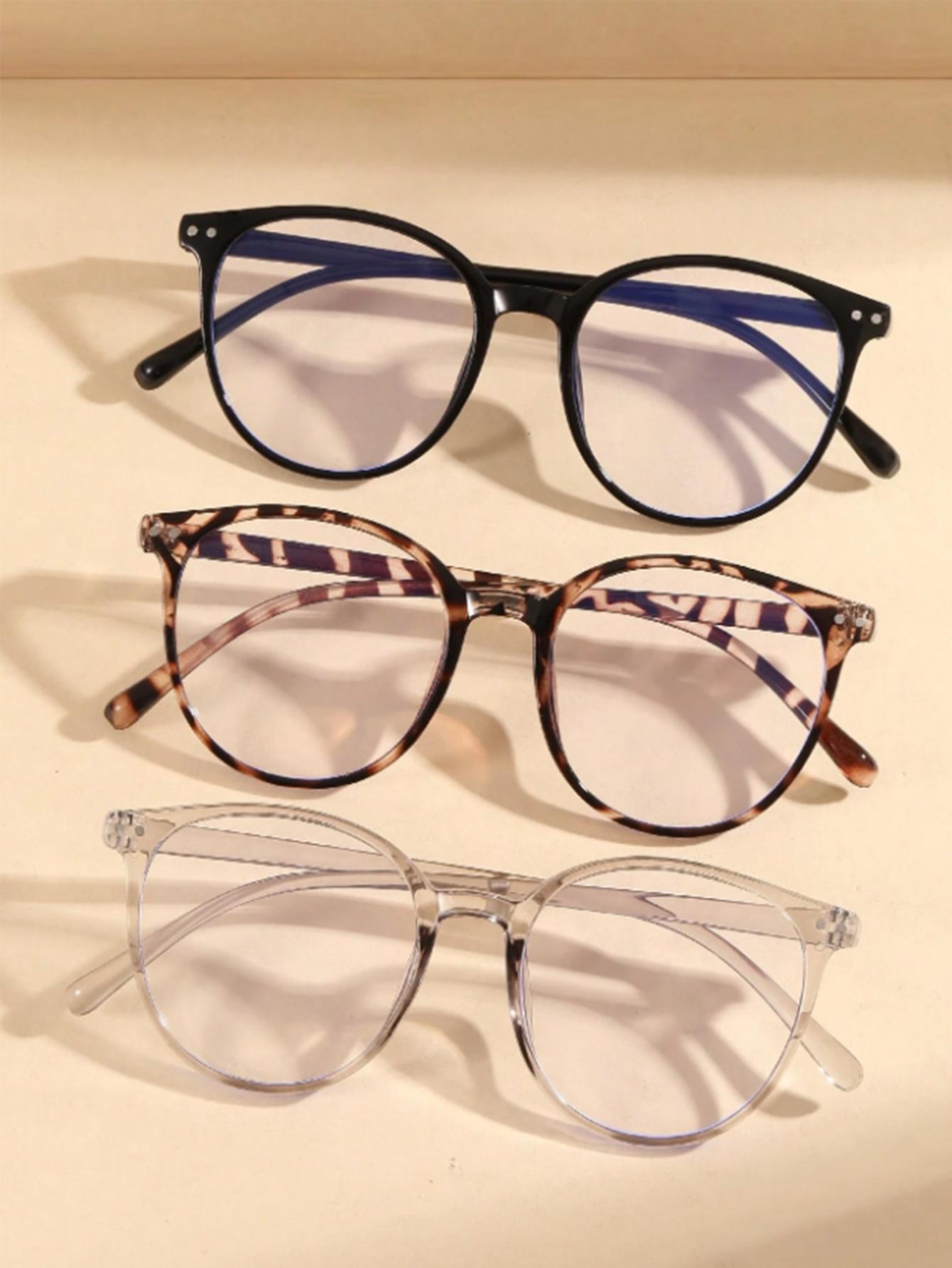 

3Pcs Retro Fashion Round Frame Glasses Set, Composed of Various Styles, Suitable for Daily Wear, Commuting and Office Work
