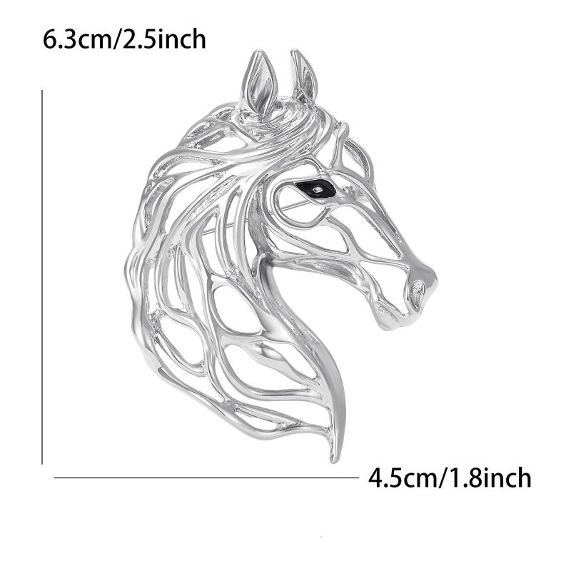 Trendy Alloy Zodiac Horse Brooches For Women Animal Pins Suit Coat Accessories Casual Party Accessories New Year Gifts